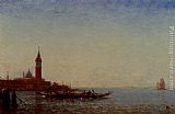 Felix Ziem Famous Paintings - Gondole Devant St. Giorgio, Venice